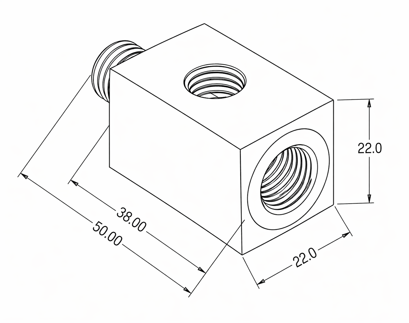 T-Adapter M12x1.5 Internal/External Thread for E-series